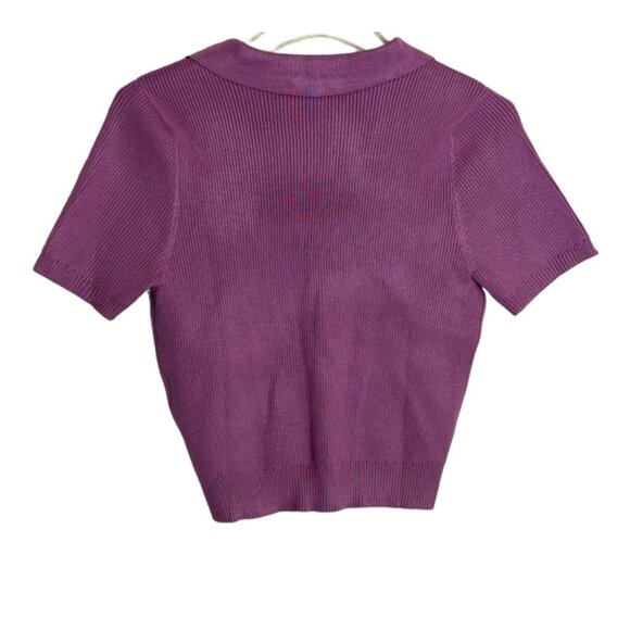 Bar III Large Short High Waist Ribbed Trim Short Tops Color Blissful Berry - Picture 2 of 8